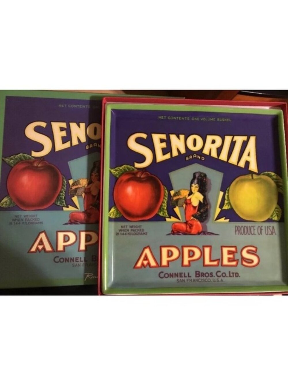 Rosanna SENORITA Apples ceramic tray 9.5" American Orchard collection Retro